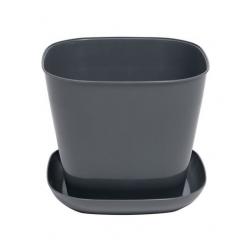 Горшок цветочный Violet 5,0л с поддон.квадрат серый