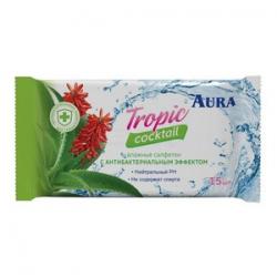 Салфетки влажные AURA 15шт Tropic Cocktail
