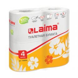 Туалетная бумага LAIMA 4шт 2-х слойная с втулкой