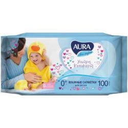 Салфетки влажные AURA 100шт Детские с Алое