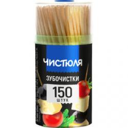 Зубочистки 150шт бамбук в баночке Чистюля