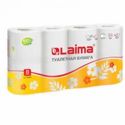 Туалетная бумага LAIMA 8шт 2-х слойная с втулкой