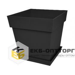 Кашпо цветочное YORTY Графит пластик 22л квадрат с поддоном Онест